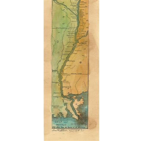 Mississippi River Historic Ribbon Map Gift Print Mississippi River Historic Ribbon Map Gift Print
